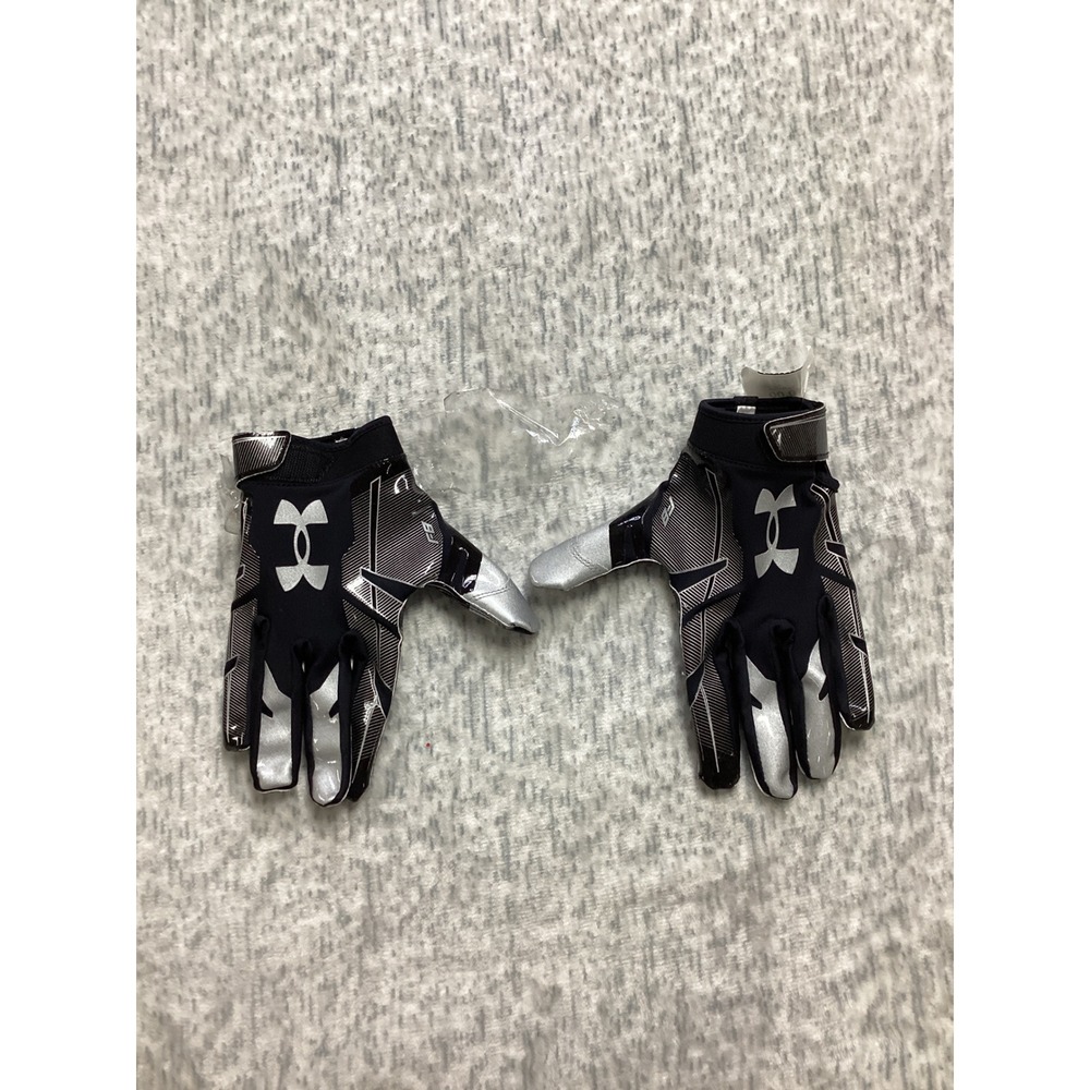Under Armour F8 Adult Football Gloves Black Silver 1368912 XL Mens Receiver